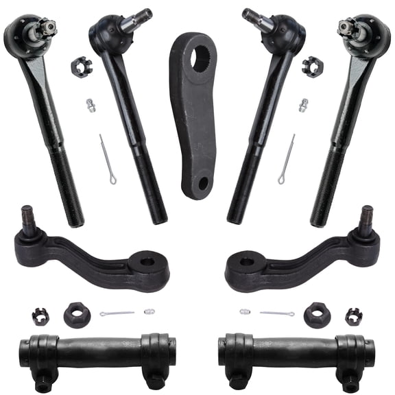 Detroit Axle - 2WD Front Suspension Kit for 96-02 Chevy GMC Express Savana 1500 2500 3500 4 Inner Outer Tie Rods 2 Sleeves 2 Idler & 1 Pitman Arms 1997 1998 1999 2000 2001 Replacement