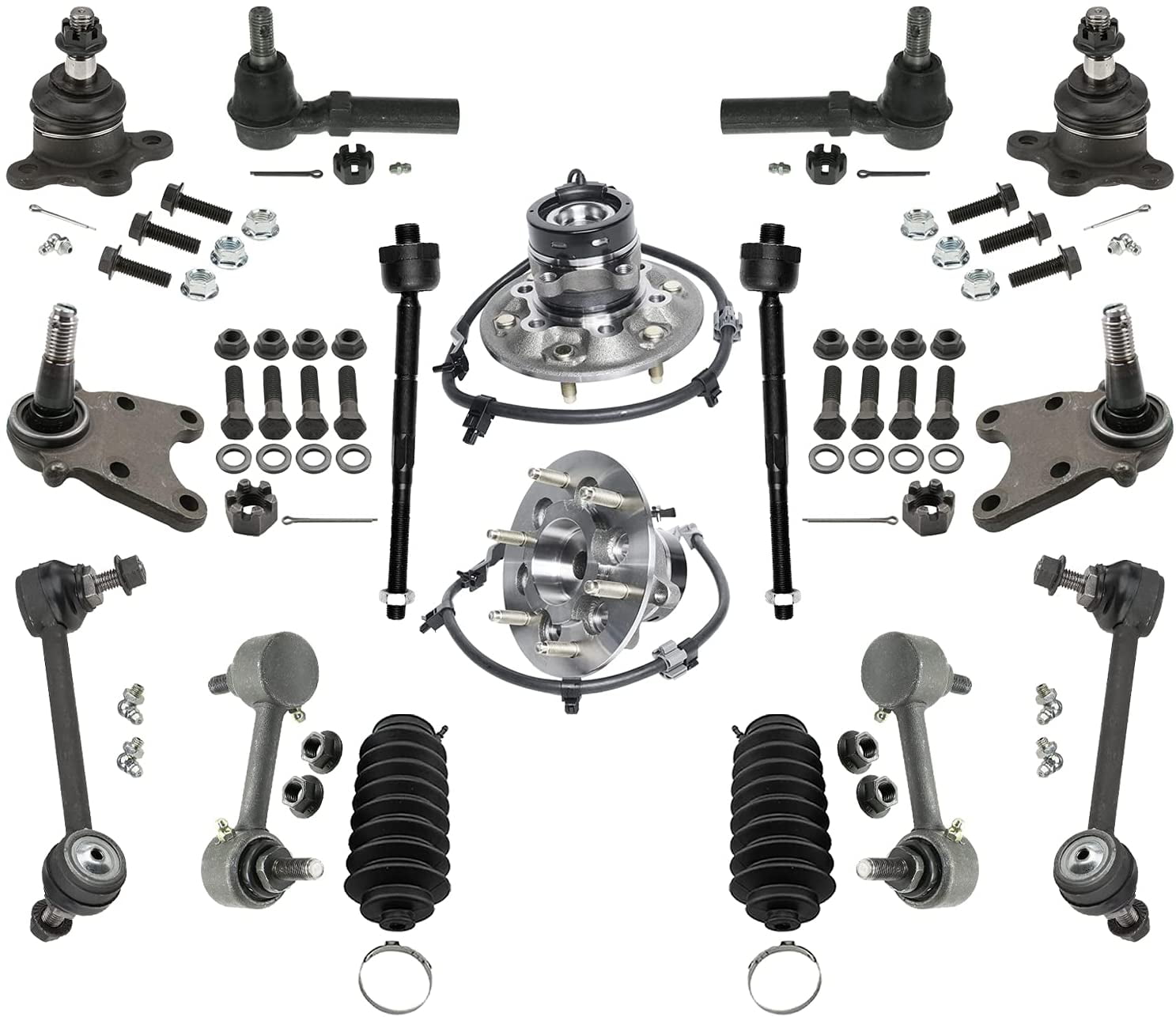 Detroit Axle 2WD Front Wheel Hub Bearing Ball Joint Sway Bar Tie Rods