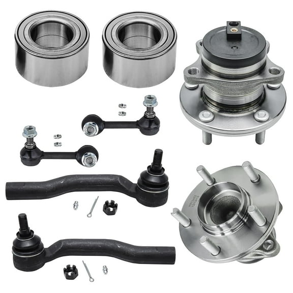 Detroit Axle - 2WD Wheel Bearings Kit for 2007-2014 Mazda CX-9 2 Front Wheel Bearings Assembly 2 Rear Wheel Bearing Hubs Assembly 2 Front Sway Bars 2 Outer Tie Rods Replacement - 8pc