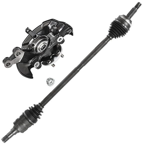 Detroit Axle - 2pc 1.8L Front Right Steering Knuckle Kit for 2009-2013 Toyota Corolla Matrix, Steering Knuckle and Wheel Bearing Hub CV Axle 2010 2011 2012 Replacement