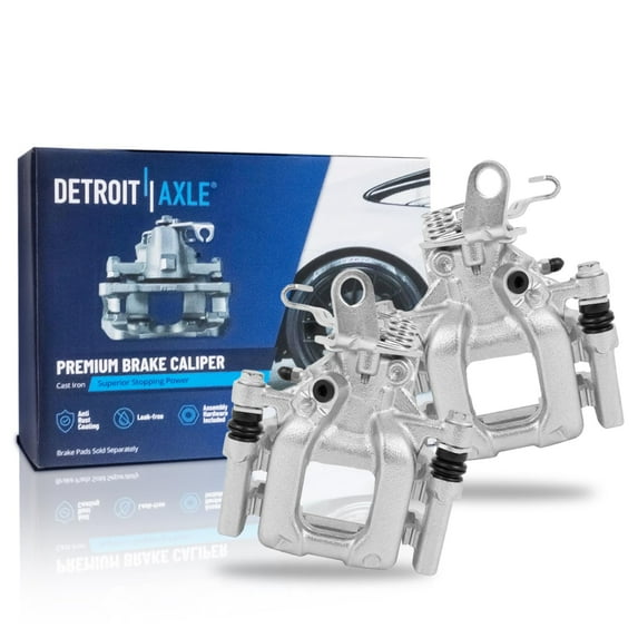 Detroit Axle - 2pc Rear Brake Calipers for Volkswagen Jetta Golf Passat Eos GTI Beetle Audi A3 Quattro Disc Brake Calipers with Brackets Replacement