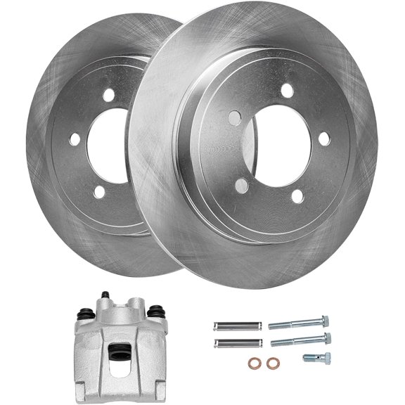 Detroit Axle - Rear Brake Kit for 02-10 Ford Explorer Mercury Mountaineer, 2007-2010 Explorer Sport Trac, Disc Brake Rotors Driver Side Brake Caliper 2003 2004 2005 2006 2008 2009 Replacement