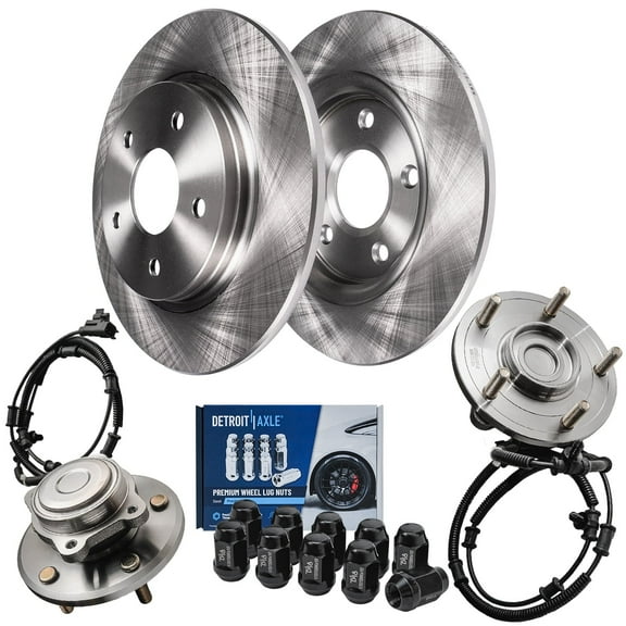 Detroit Axle - Rear Brake Kit for Dodge Grand Caravan Chrysler Town & Country Routan, Disc Brake Rotors Wheel Bearing & Hubs Wheel Lug Nuts Replacement : 12" inch Solid Rotor