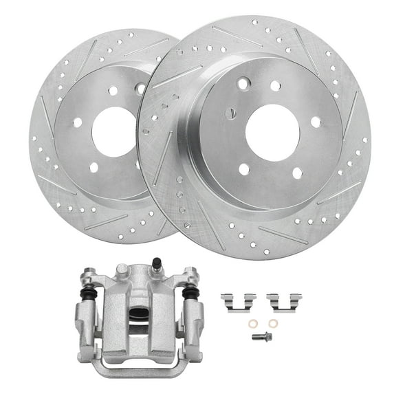 Detroit Axle - 308mm Rear Drilled & Slotted Rotors Left Brake Caliper Replacement for Infiniti G35 G37 M35 M45 Nissan 350Z 370Z Fits select: 2006-2008 NISSAN 350Z COUPE