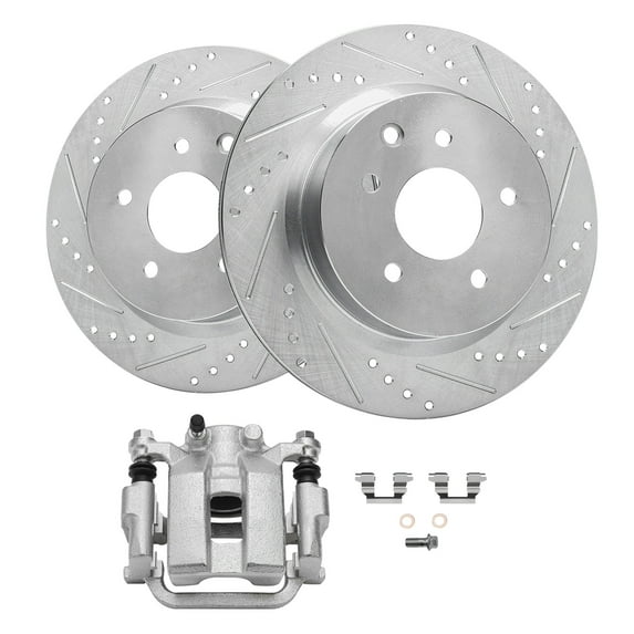 Detroit Axle - 308mm Rear Drilled & Slotted Rotors Right Brake Caliper Replacement for Infiniti G35 G37 M35 M45 350Z 370Z Fits select: 2006-2008 NISSAN 350Z COUPE, 2006-2009 INFINITI M35 BASE/SPORT