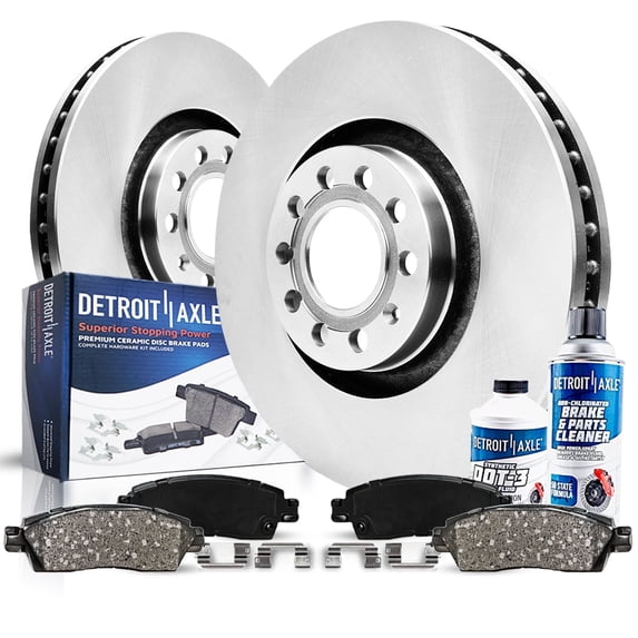 Detroit Axle - Front Brake Kit for Volkswagen Jetta GTI Eos CC Beetle Audi A1 A3 TT Quattro, Disc Brake Rotors Ceramic Brakes Pads with Hardware Replacement: 12.28" inch Front Rotor