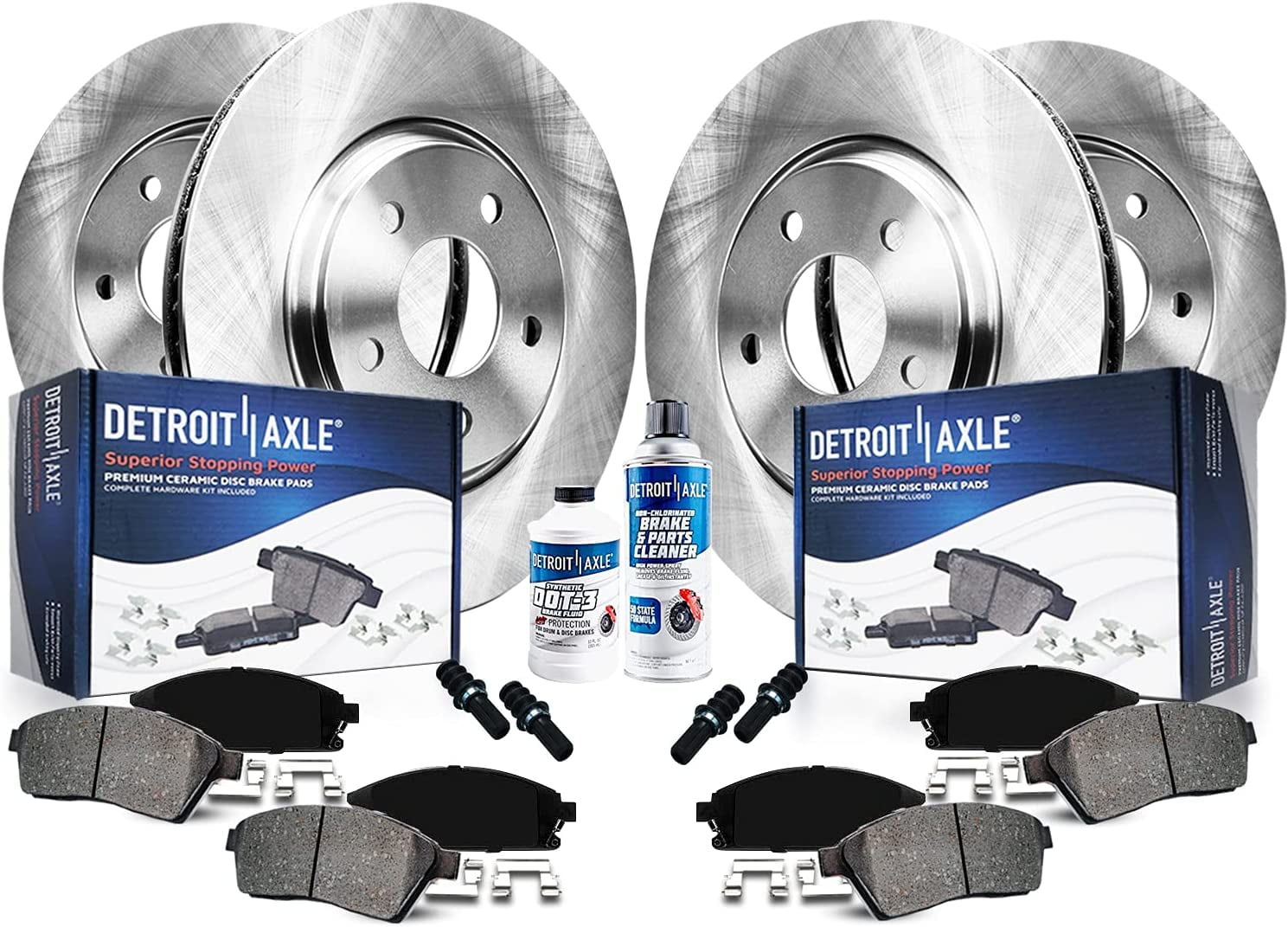 Detroit Axle 345mm Front 320mm Rear Automotive Ceramic Brake Pads and