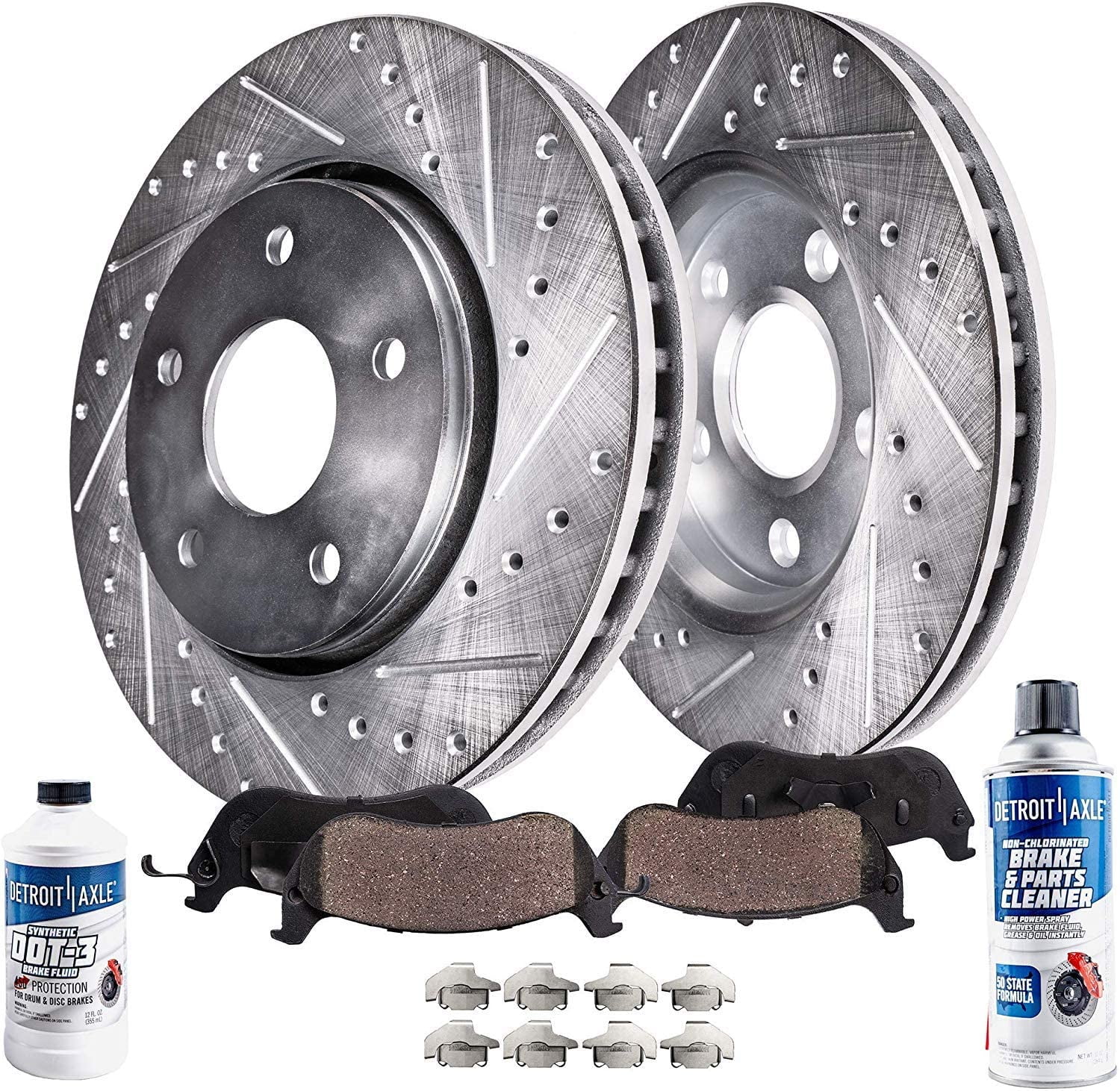 Detroit Axle 350mm Rear Drilled Slotted Brakes and Rotors Brake Pads