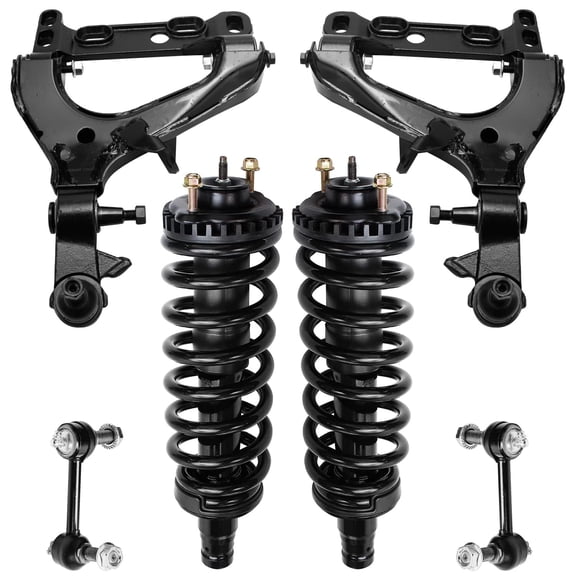 Detroit Axle - 6pc Front End Suspension Kit for Chevy Trailblazer EXT GMC Envoy XL Isuzu Ascender Buick Rainier, Lower Control Arms w/Ball Joint Ready Struts Sway Bars Replacement Struts Shocks