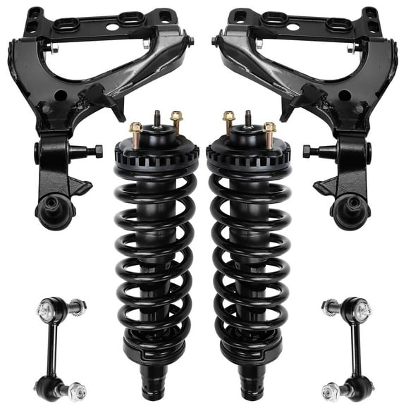 Detroit Axle - 4.2L Front End Kit for 2004-2007 Chevy Trailblazer GMC Envoy 2 Lower Control Arms with Ball Joints 2 Ready Struts 2 Sway Bars Isuzu Ascender Buick Rainier Replacement 6pc Suspension Kit
