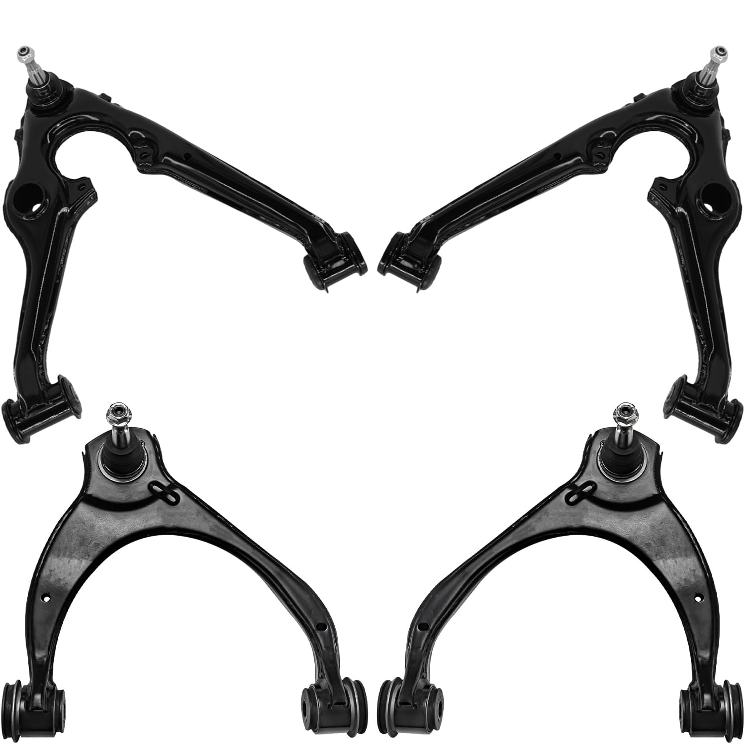 Detroit Axle - 4 Front Control Arms for Chevy GMC Silverado Sierra 1500, Yukon XL Suburban Tahoe Cadillac Escalade ESV, Upper Lower Control Arms with Ball Joint Replacement Suspension