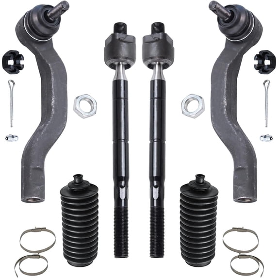 Detroit Axle - 4 Front Outer Inner Tie Rods & 2 Tie Rod Boots Kit for 2006-2018 Toyota RAV4