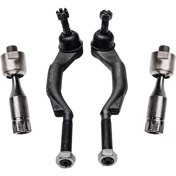 Detroit Axle - 4 Front Tie Rods for 2002-2009 Chevrolet Trailblazer GMC Envoy 2003 2004 2005 2006 2007 2008 Inner & Outer Tie Rod Ends