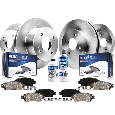 Detroit Axle - 4 Lug Front & Rear Brake Kit for 1991-1996 INFINITI G20, Disc Brake Rotors Ceramic Brake Pads Replacement : 10.12'' inch Front 10.16'' inch Rear Rotors