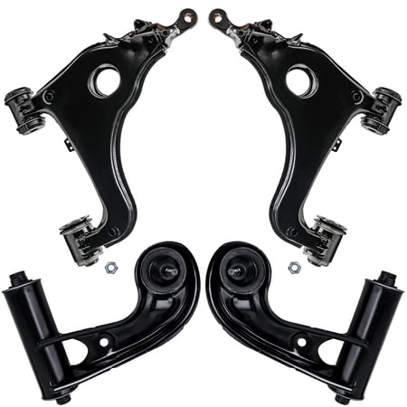 Detroit Axle - 4PC Front Upper and Lower Control Arms for 1996-2002 Mercedes-Benz E320 - [2002 E430] - 1999-2002 E55 AMG - [RWD Only]