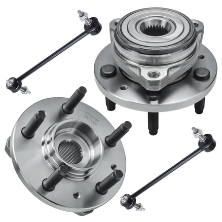Detroit Axle - 4PC Front Wheel Hub and Bearing Assembly with Sway Bar Link Kit for 1999 2000 2001 2002 2003 Ford Windstar