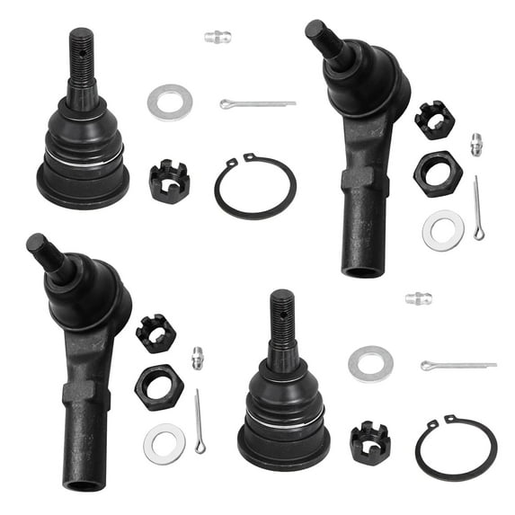 Detroit Axle - 4Pc Upper Ball Joints and Outer Tie Rods for 2006-2010 Ram 2500/ 3500 (2WD Models)