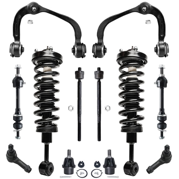 Detroit Axle - 4WD 12pc Front End Suspension Kit for 2005-2008 Ford F-150, 2006-2008 Lincoln Mark LT, Struts Sway Bars Upper Control Arms Tie Rods Lower Ball Joints 2007 Replacement