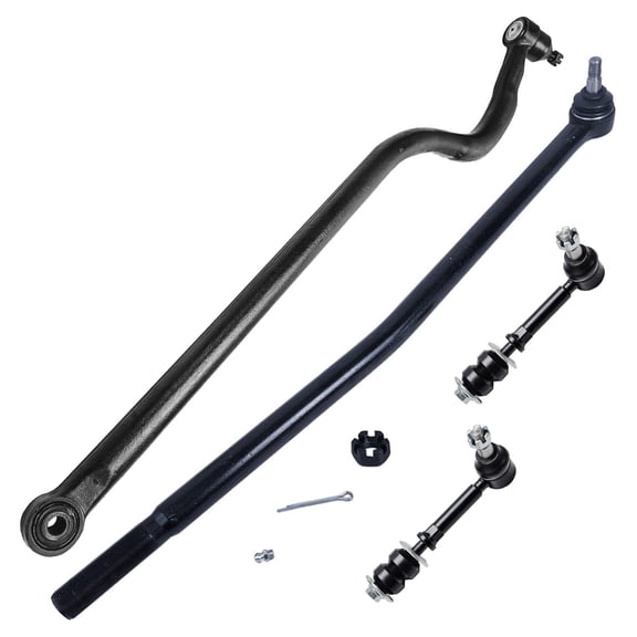 Detroit Axle - 4WD 4pc Front Drag Link Kit for 1998-1999 Dodge Ram 2500 3500, Track Bar, Passenger Side Inner Tie Rod End Drag Link, Sway Bar End Links Replacement
