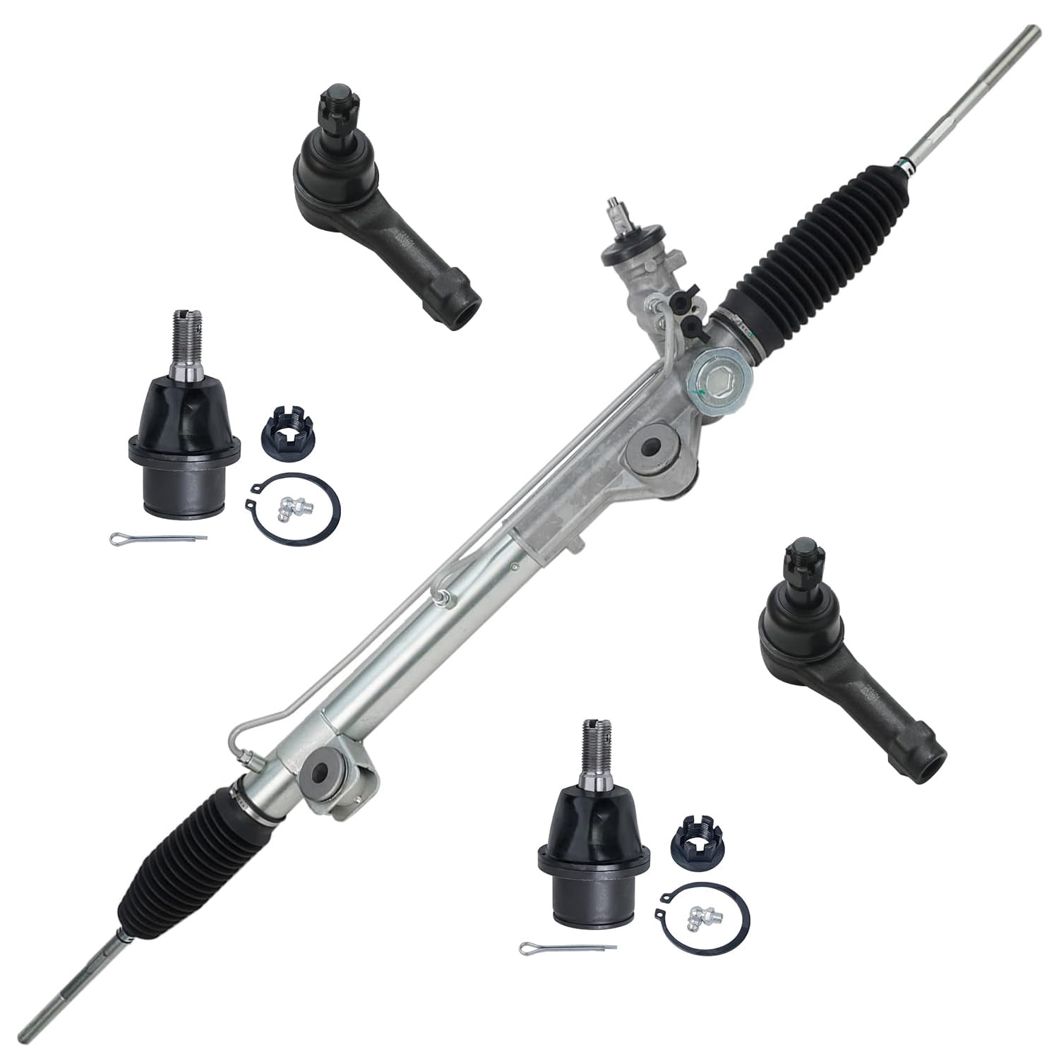 Detroit Axle - 4WD 5pc Rack and Pinion Kit for Ford 2004-2008 F-150 2006-2008 Lincoln Mark LT Front Complete Power Steering Rack and Pinion Assembly Outer Tie Rods Lower Ball Joints