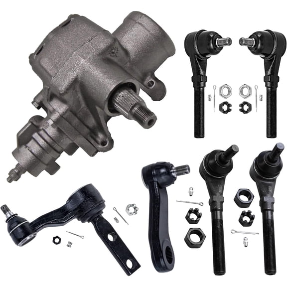 Detroit Axle - 4WD 7pc Gear Box Kit for 1997-2003 Ford F-150 2001-2002 Expedition 1998-1999 F-250, Power Steering Gear Box, Front Outer Inner Tie Rods, Pitman Arm, Idler Arm w/2.48" Bolt Pattern