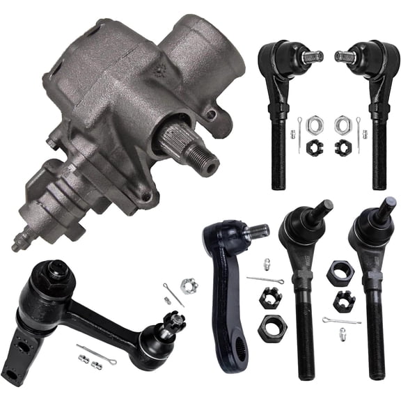 Detroit Axle - 4WD 7pc Gear Box Kit for 97-03 Ford F-150 01-02 Expedition 98-99 F-250, Power Steering Gear Box, Front Outer Inner Tie Rods, Steering Pitman Arm, Idler Arm w/3.43" Bolt Pattern