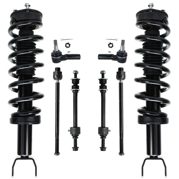 Detroit Axle - 4WD 8pc Front Struts Kit for 2009-2012 Dodge Ram 1500, Complete 2 Struts with Coil Spring 2 Sway Bar Links 4 Tie Rods 2010 2011 Replacement Ready Struts Shocks Assembly
