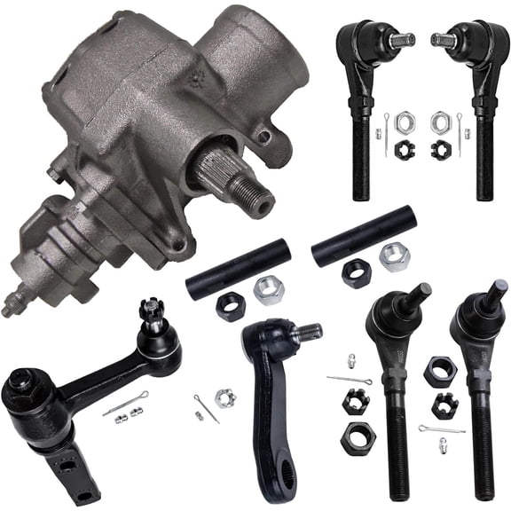 Detroit Axle - 4WD 9pc Power Steering Gear Box Kit for 97-03 Ford F-150 01-02 Expedition 98-99 F-250, Front Outer Inner Tie Rods, Pitman Arm, Idler Arm w/3.43" Bolt Pattern, Adjusting Sleeves