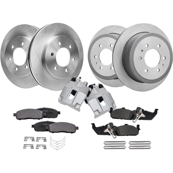 Detroit Axle - Brake Kit for 2004-2008 Ford F-150 2006-2008 Lincoln Mark LT 2005 2007 Front & Rear Disc Brake Rotors Ceramic Brakes Pads Rear Brake Calipers Replacement - 10pc Set