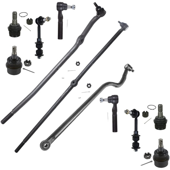 Detroit Axle - 4WD Front 11pc Suspension Kit for 2000-2001 Dodge Ram 1500, Upper Lower Ball Joints Outer Inner Tie Rods Sway Bar Links Track Bar Replacement
