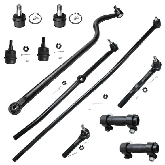 Detroit Axle - 4WD Front 11pc Suspension Kit for 94-97 Dodge Ram 2500, Upper Lower Ball Joints Tie Rods Track Bar Adjustment Sleeves 1994 1995 1996 1997 Replacement