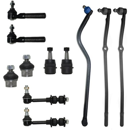 Detroit Axle - 4WD Front 11pc Suspension Kit for 98-99 Dodge Ram 1500, Tie Rods Steering Drag Link Ball Joints Sway Bars Track Bar Replacement