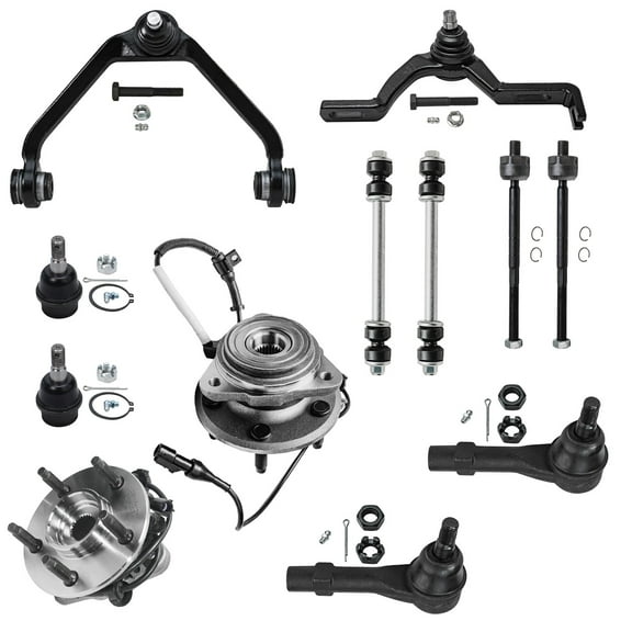 Detroit Axle - 4WD Front 12pc Wheel Bearing Hubs Control Arms Kit for Ford Explorer Ranger Mazda B3000 B4000 Mountaineer Upper Control Arms Lower Ball Joints Wheel Hubs Sway Bars Tie Rods