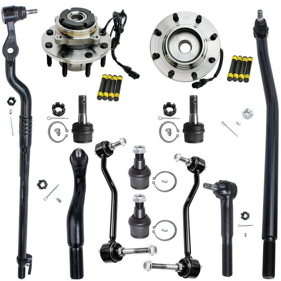 Detroit Axle - 4WD Front 12pc Wheel Bearing Hubs Suspension Kit for Ford F-250 F-350 Super Duty Excursion Wheel Bearing Hubs Ball Joints Tie Rods Sway Bars Replacement