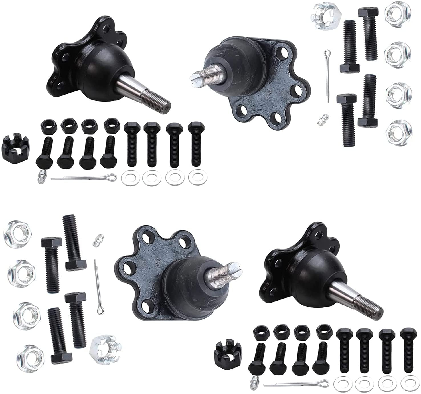 Detroit Axle - 4WD Front 4pc Ball Joints for Chevy GMC Astro Blazer K1500 K2500 Suburban Safari Yukon Tahoe, 4 Lower & Upper Ball Joints Replacement