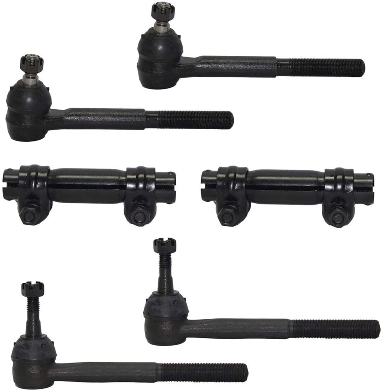 Detroit Axle - 4WD Front 6pc Tie Rods Kit for Chevrolet GMC K1500 K2500 Suburban K3500 Tahoe Yukon Blazer Cadillac Escalade, 4 Outer & Inner Tie Rods 2 Adjusting Sleeves Replacement