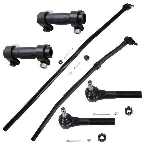 Detroit Axle - 4WD Front 6pc Tie Rods Kit for 1998-1999 Dodge Ram 2500, Inner and Outer Tie Rod Ends Adjustment Sleeves Replacement