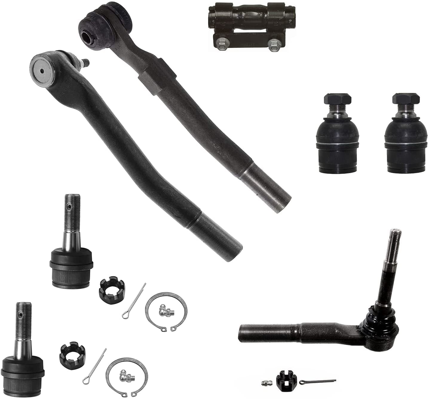 Detroit Axle - 4WD Front 8pc Suspension Kit for 2005-2019 Ford F-250 F-350 Super Duty, 05-10 F-450 Super Duty, Ball Joints Tie Rods Adjustment Sleeve 2005 2006 2007 2008 2009 2010 Replacement