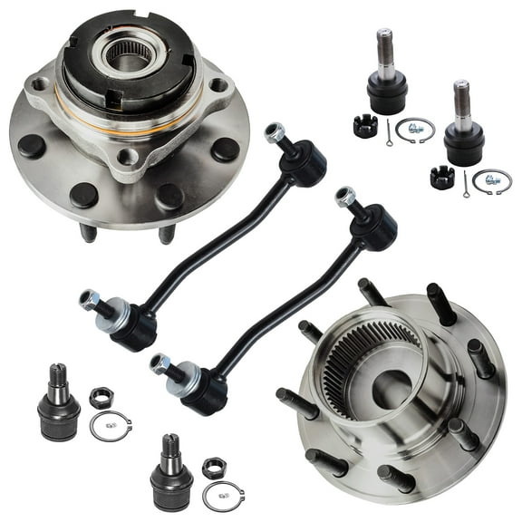 Detroit Axle - 4WD Front 8pc Wheel Bearing Hubs Kit for 1999 Ford F-350 F-250 Super Duty, Wheel Bearing & Hubs Stabilizer Sway Bar Links 4 Ball Joints Replacement