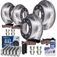 thumbnail image 1 of Detroit Axle - Brake Kit for Chevy GMC Avalanche Suburban Yukon XL 2500, Silverado Sierra 2500 3500 HD, Drilled  Brake Rotors Ceramic Brake Pads Wheel Lug Nuts Socket Keys, 1 of 8