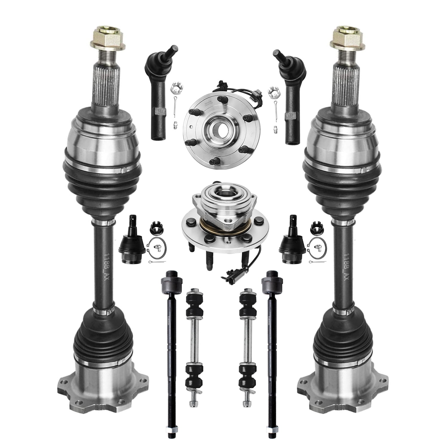 Detroit Axle 4WD Front CV Axles Wheel Bearing Hubs Kit for Silverado