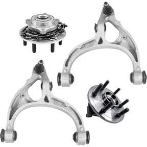 Detroit Axle - 4WD Front Control Arms Kit for 2019 2020 2022 2023 Ram 1500, 2 Lower Control Arms with Ball Joints 2 Wheel Bearing Hubs Replacement