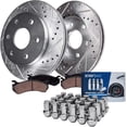 thumbnail image 1 of Detroit Axle - 4WD Front Disc Brake Rotors + Brake Pads + 24pc Wheel Lug Nuts Replacement for Chevy GMC K1500 K2500 Escalade Yukon Tahoe - 28pc Set, 1 of 7