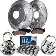 thumbnail image 1 of Detroit Axle - 4WD Front Drilled Rotors Brake Pads Wheel Hub Bearings w/ 24pc Lug Nuts Replacement for K1500 K2500 Escalade Tahoe Yukon - 30pc Set, 1 of 7