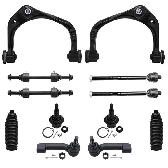 Detroit Axle - 4WD Front End 12pc Suspension Kit for 2015 2016 2017 Ford F-150, 2 Upper Control Arms, 2 Lower Ball Joints, 4 Inner & Outer Tie Rods, 2 Sway Bars, 2 Boots, Replacement