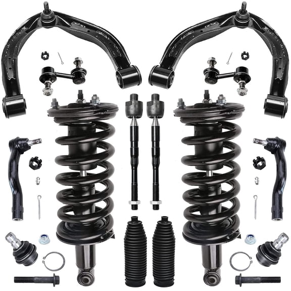 Detroit Axle - 14pc 4WD Front End 14pc Suspension Kit for Nissan Titan Armada Pathfinder Armada QX56, Struts w/Coil Spring Upper Control Arms Lower Ball Joints Sway Bars Tie Rods Boots Replacement