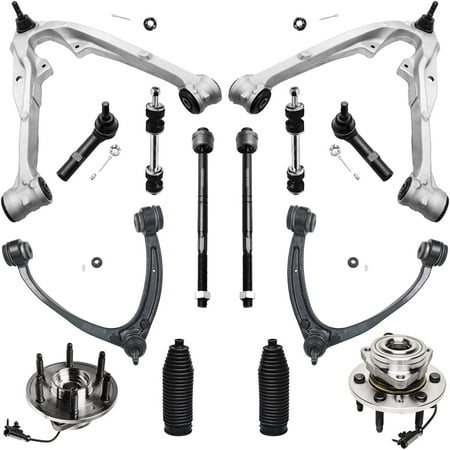 Detroit Axle - 4WD Front End Kit for Silverado Suburban Sierra Yukon XL 1500 GMC Chevy Tahoe Cadillac Escalade, Control Arms Tie Rods Sway Bars Wheel Bearing Hubs Boots Replacement