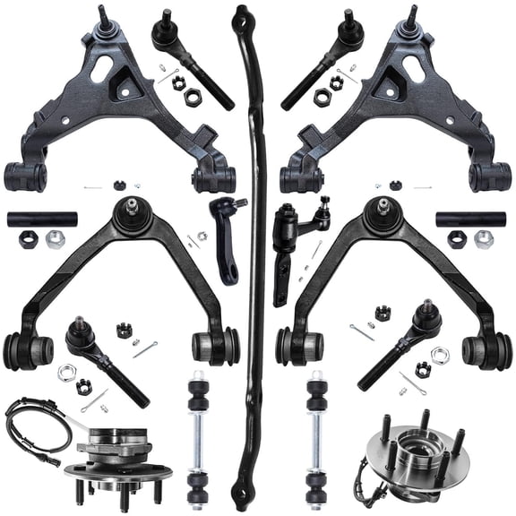 Detroit Axle - 4WD Front End Suspension Kit for 2000-2003 Ford F-150, Control Arms Ball Joints Wheel Bearing Hubs Tie Rods Sway Bar Center Link Pitman Idler Arm Replacement