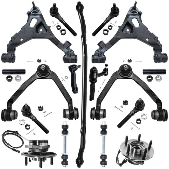Detroit Axle - 4WD Front End Suspension Kit for 2000-2003 Ford F-150, Control Arms Ball Joints Wheel Bearing Hubs Tie Rods Sway Bar Center Link Pitman Idler Arm Replacement