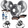 thumbnail image 1 of Detroit Axle - 4WD Front & Rear Drilled & Slotted Brake Rotors Ceramic Pads Wheel Hubs Replacement for Chevy Express 1500 GMC Savana 1500, 1 of 11